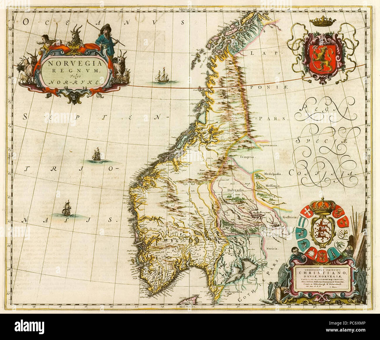 317 Joan Blaeu-Norvegia Regnum ca. 1662 Stock Photo