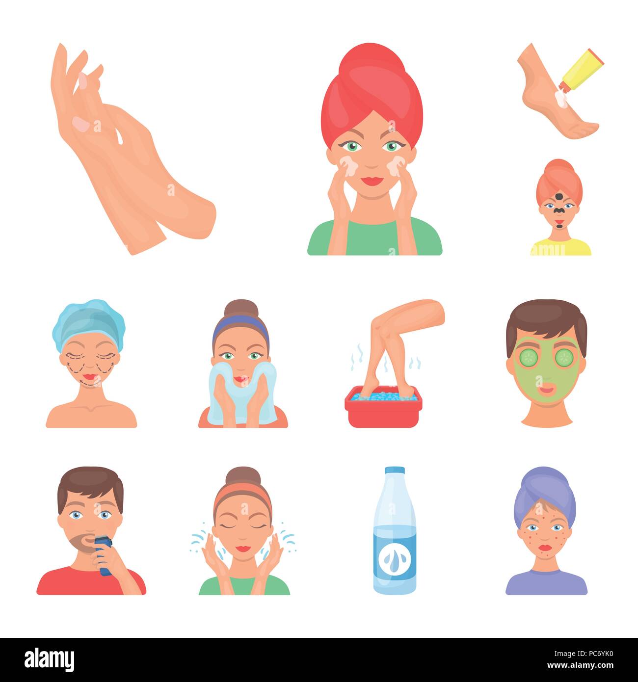 Skin care cartoon icons in set collection for design. Face and body vector  symbol stock illustration Stock Vector Image & Art - Alamy
