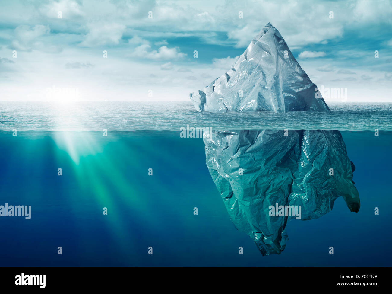 plastic bag environment pollution with iceberg of trash Stock Photo - Alamy