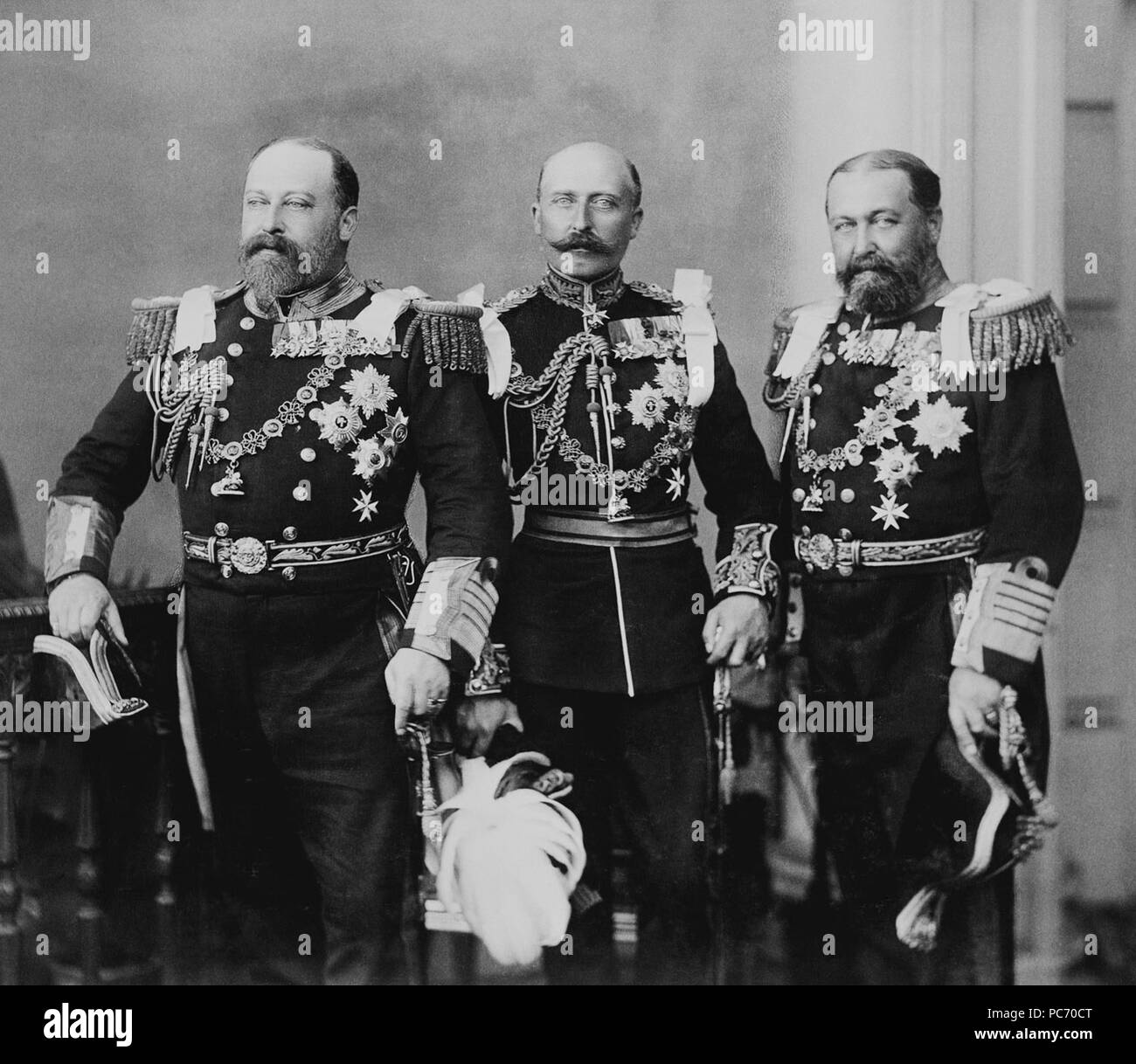 5 Albert Edward, Prince of Wales, Arthur, Duke of Connaught, and Alfred, Duke of Edinburgh, 1893 Stock Photo
