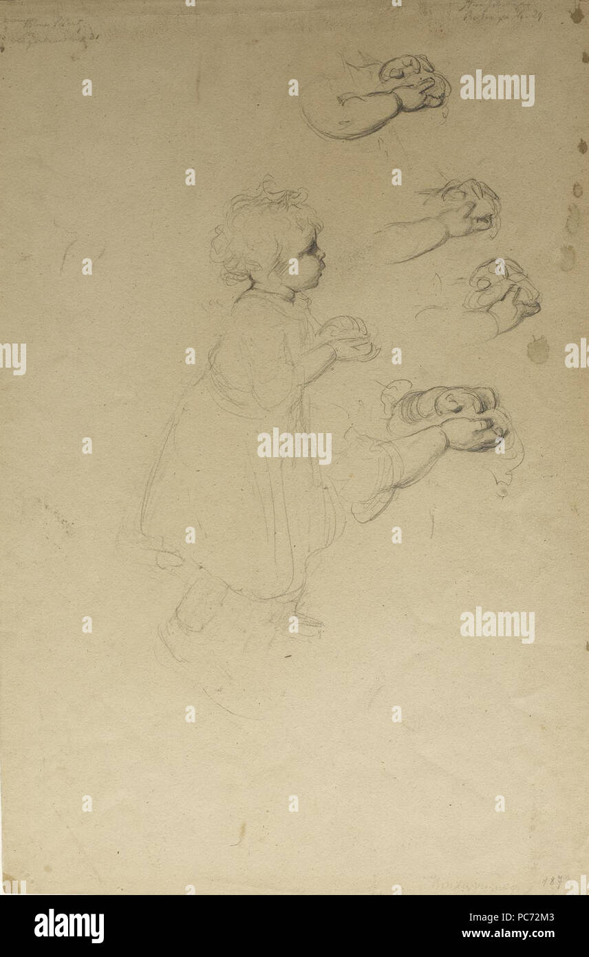 Ludwig Knaus (German, 1829-1910). 'Sketch for 'Mud Pies',' 1873. pencil on paper. Walters Art Museum (37.2601): Museum purchase, 1982. 58 Ludwig Knaus - Sketch for &quot;Mud Pies&quot; - Walters 372601 Stock Photo