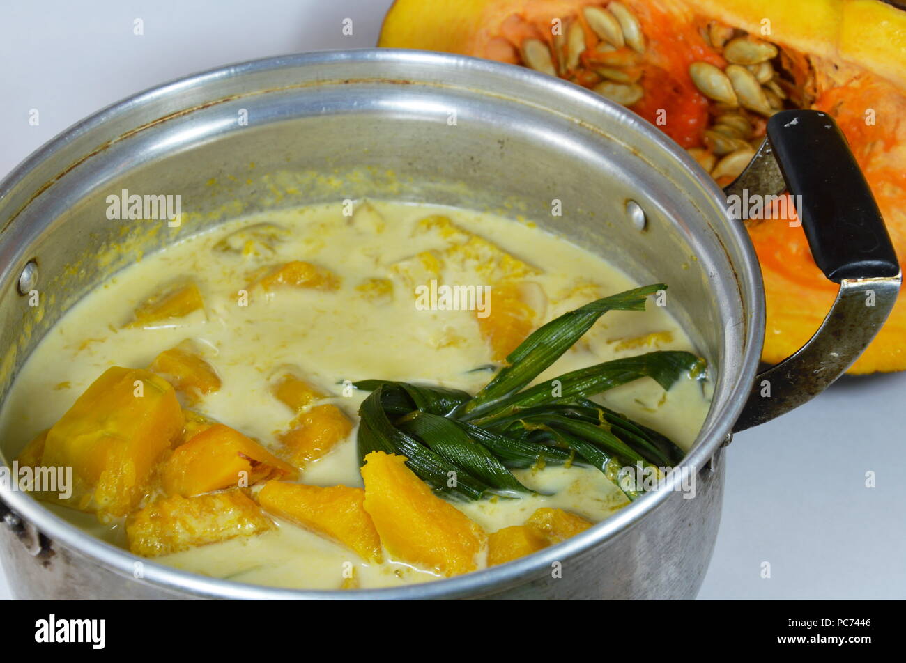 pumpkin boiled in coconut milk Thai dessert Stock Photo Alamy