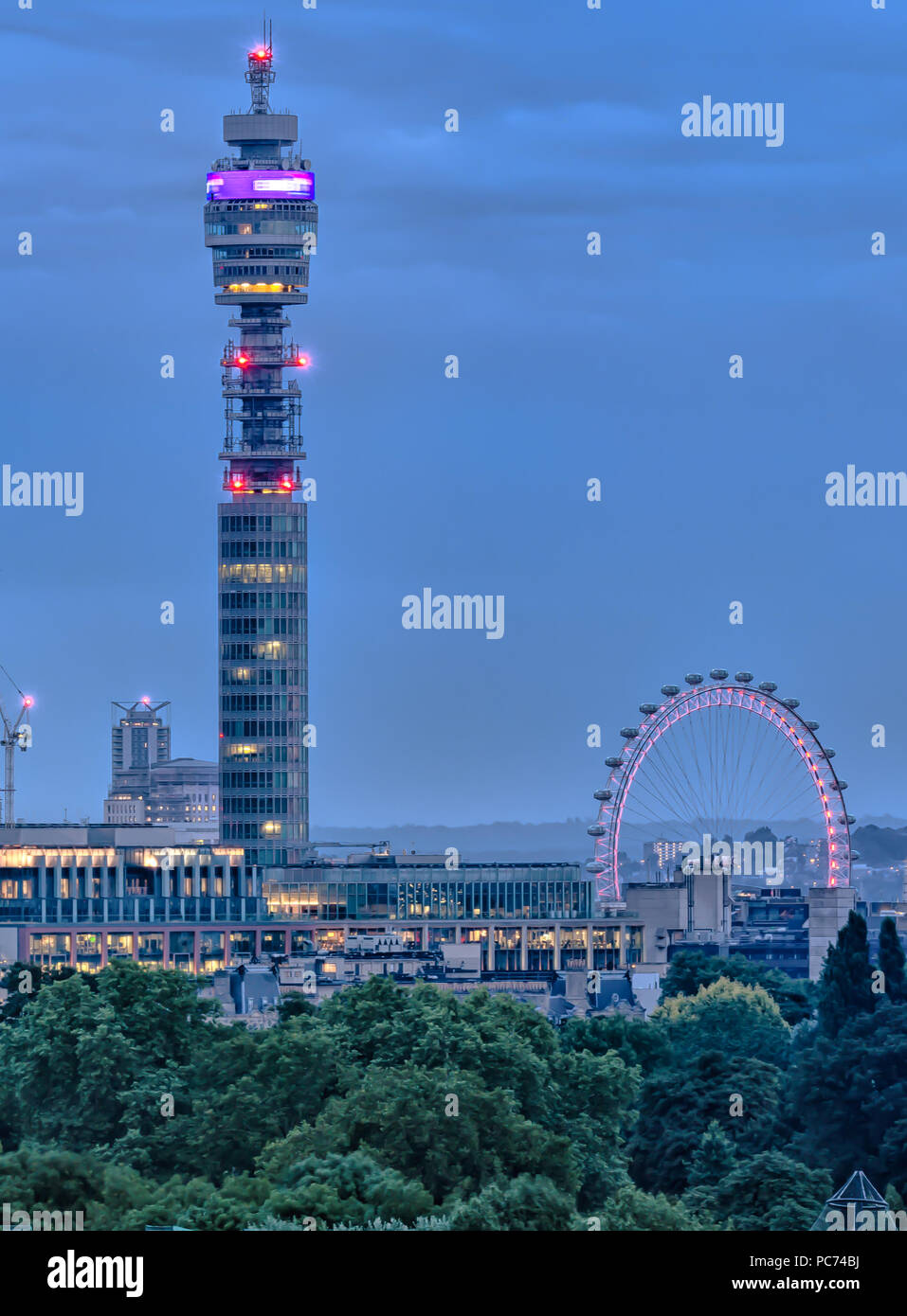 BT Tower at blue hour Stock Photo - Alamy