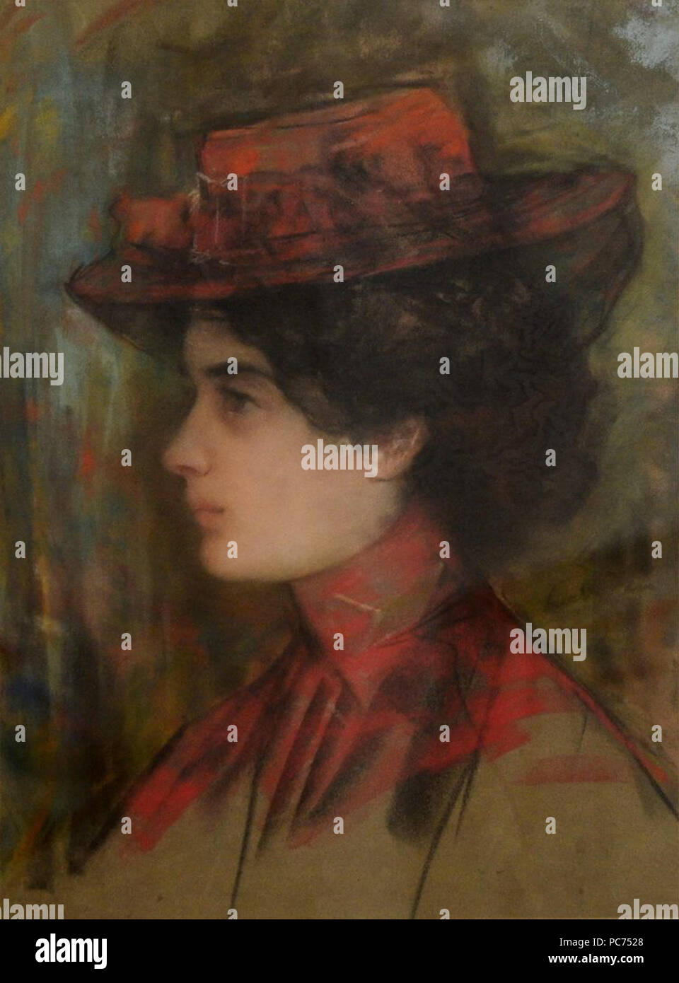 Stefan Luchian - Femeia cu palarie rosie si voaleta Stock Photo - Alamy