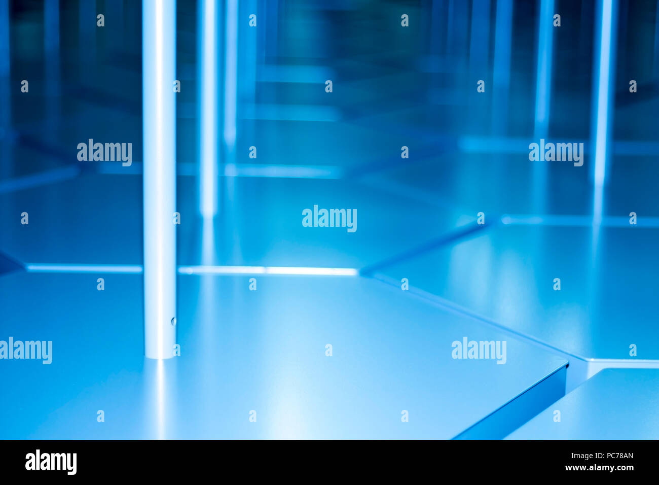 Abstract blue industrial zigzag pattern sharpness gradient backdrop Stock Photo