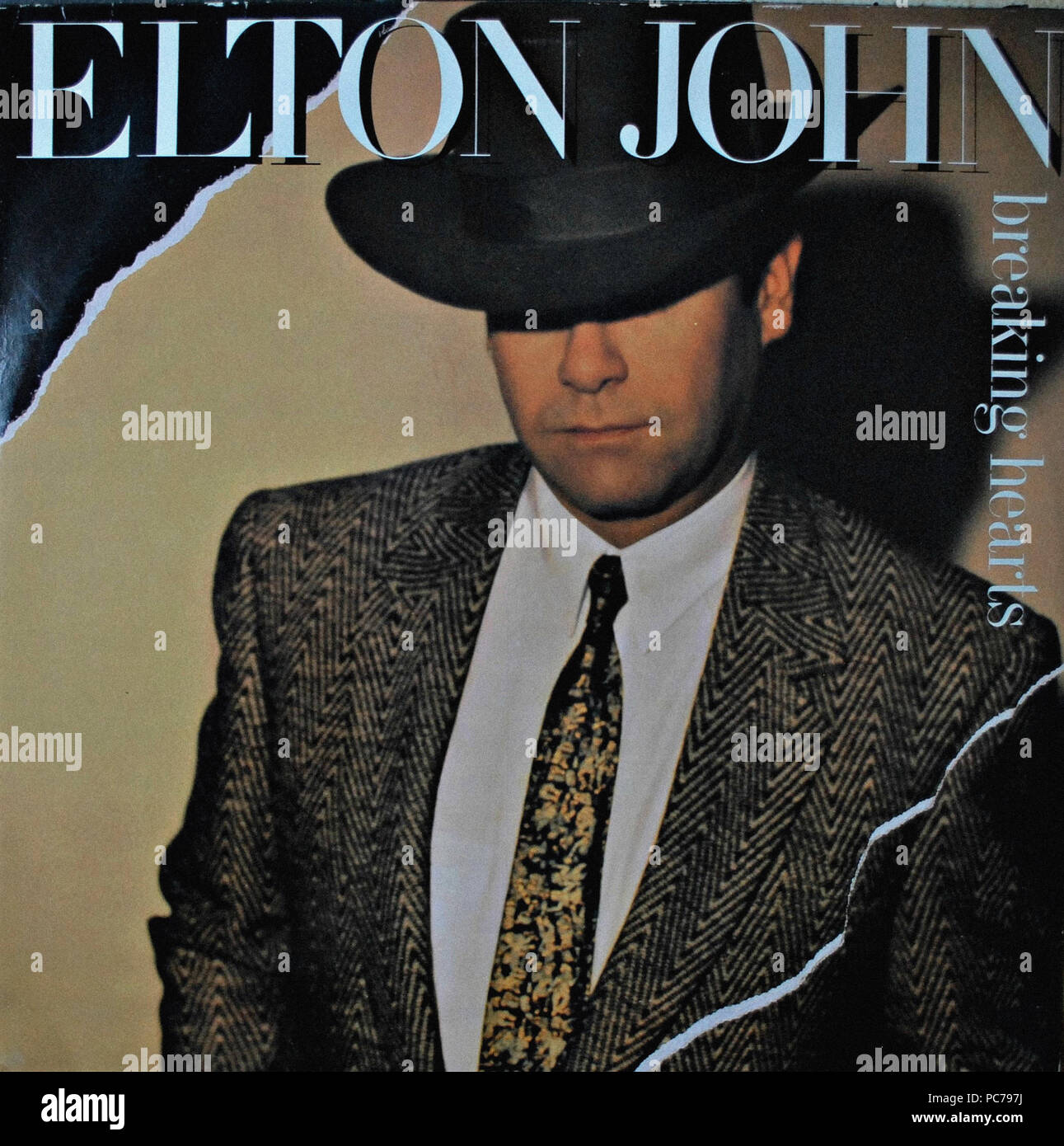 Elton John   -  Breaking Hearts  -  Vintage vinyl album cover Stock Photo