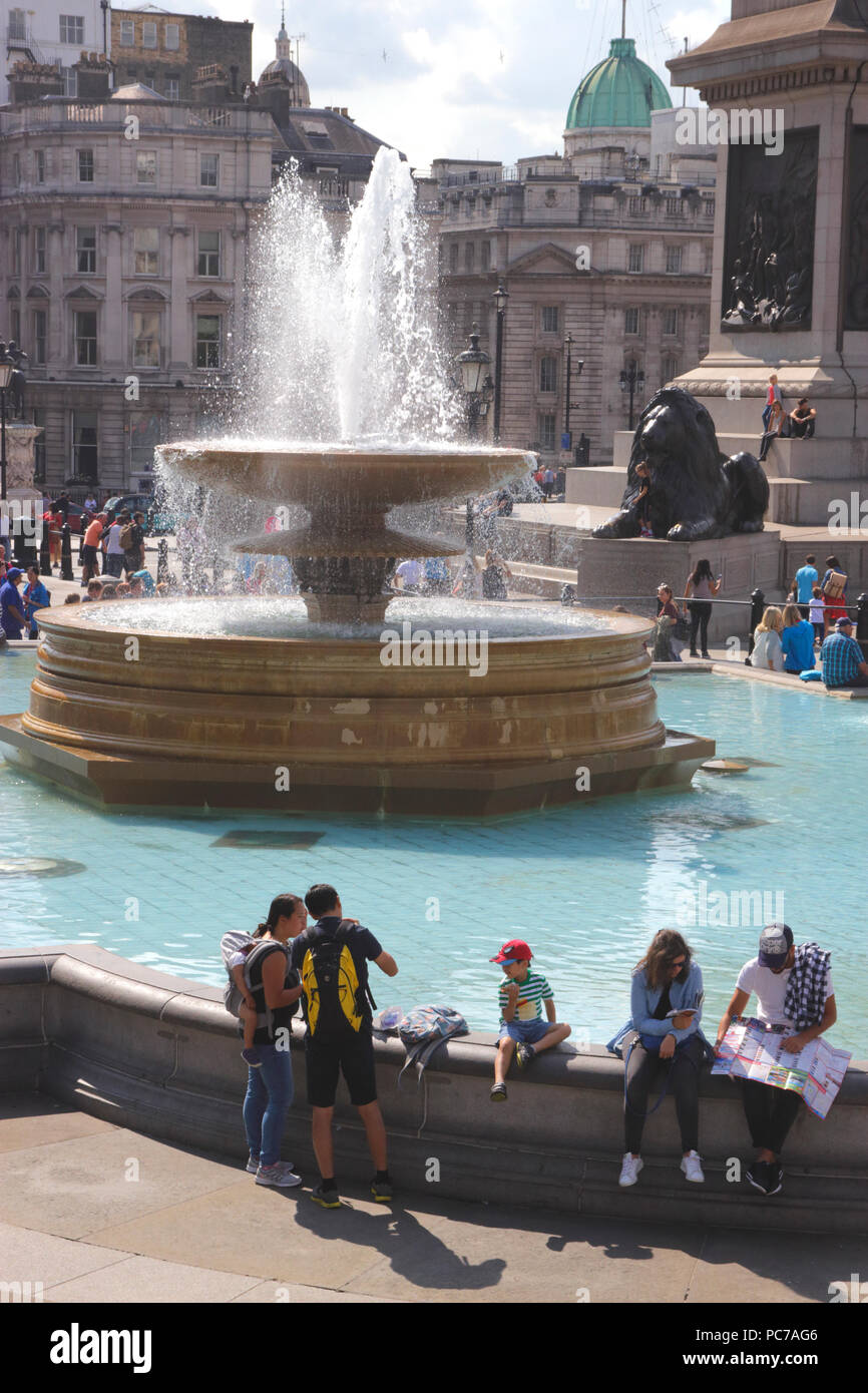 Fountain at Trafalgar Square London September 2017 Stock Photo