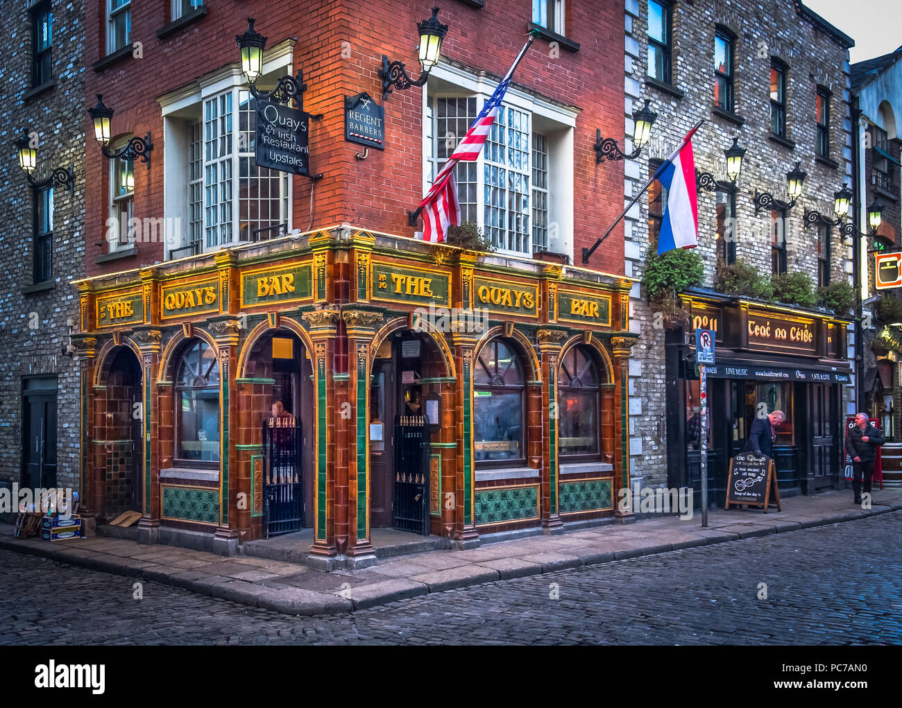 Dublin, Ireland, March 2018, “The Quays Bar” pub building in Temple Bar district Stock Photo