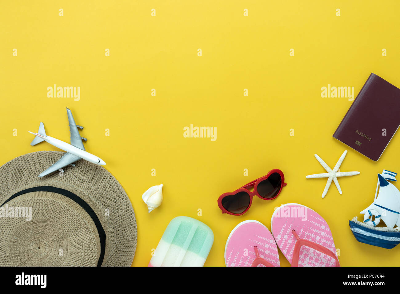 Table Top View Aerial Image Of Summer Travel Beach Holiday