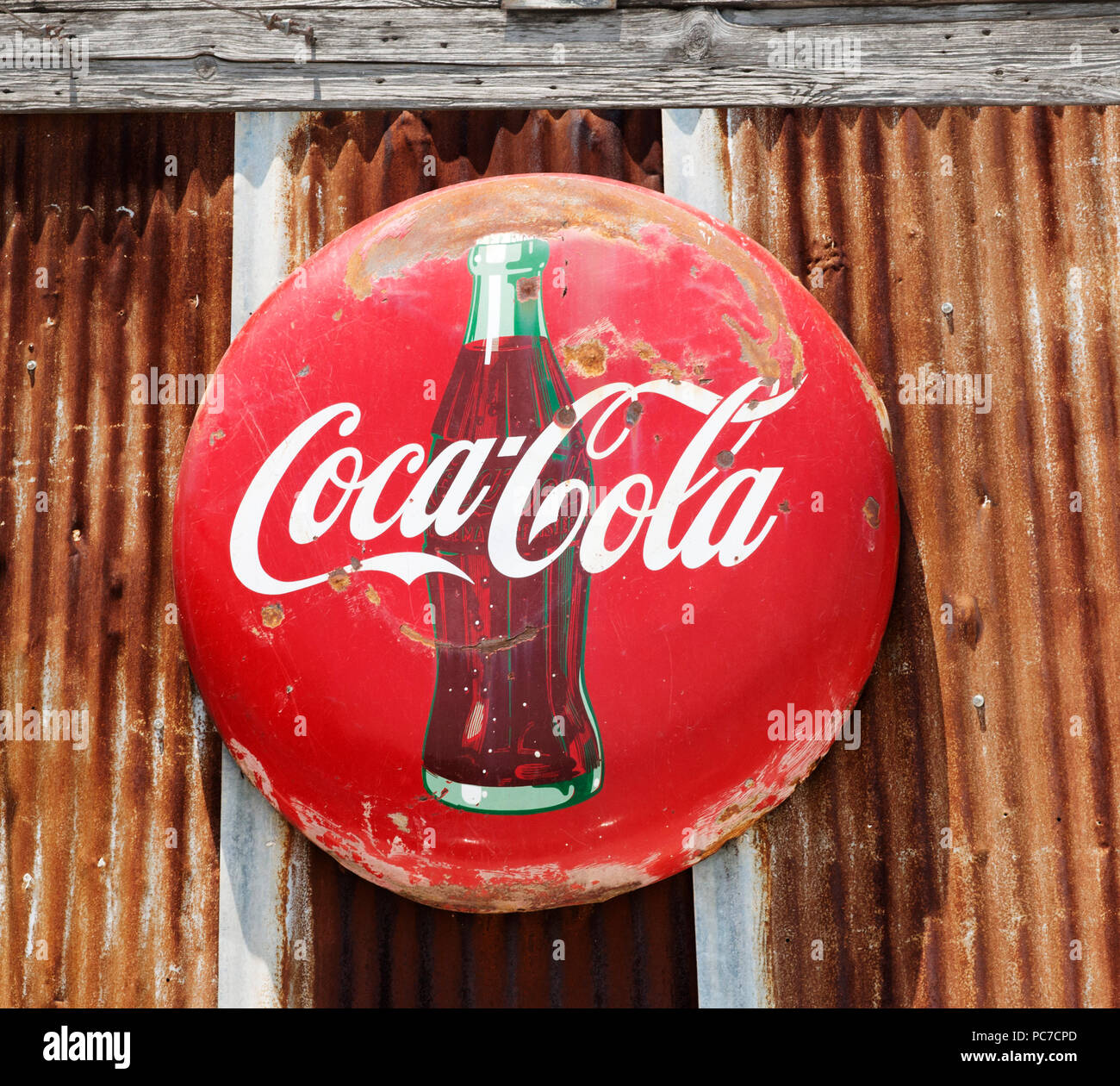 Classic Coca-Cola Sign, San Marcos, Texas Stock Photo