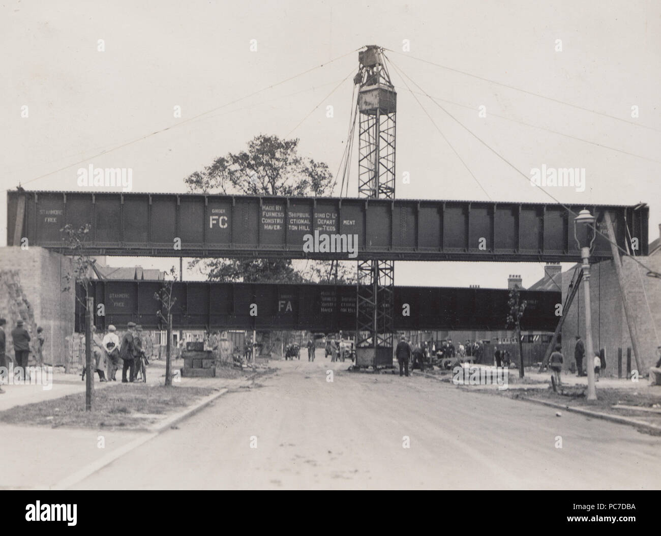 Vintage 1932 Photograph of Bridge No 9, Canons Park Station, Stanmore. London Tube, Jubilee Line. Stock Photo