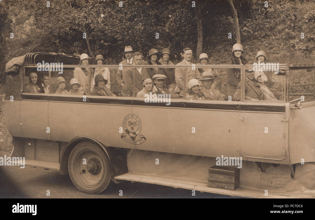 Vintage Photograph of an Enterprise Motor Coaches Charabanc of Bournemouth, Dorset, England Stock Photo