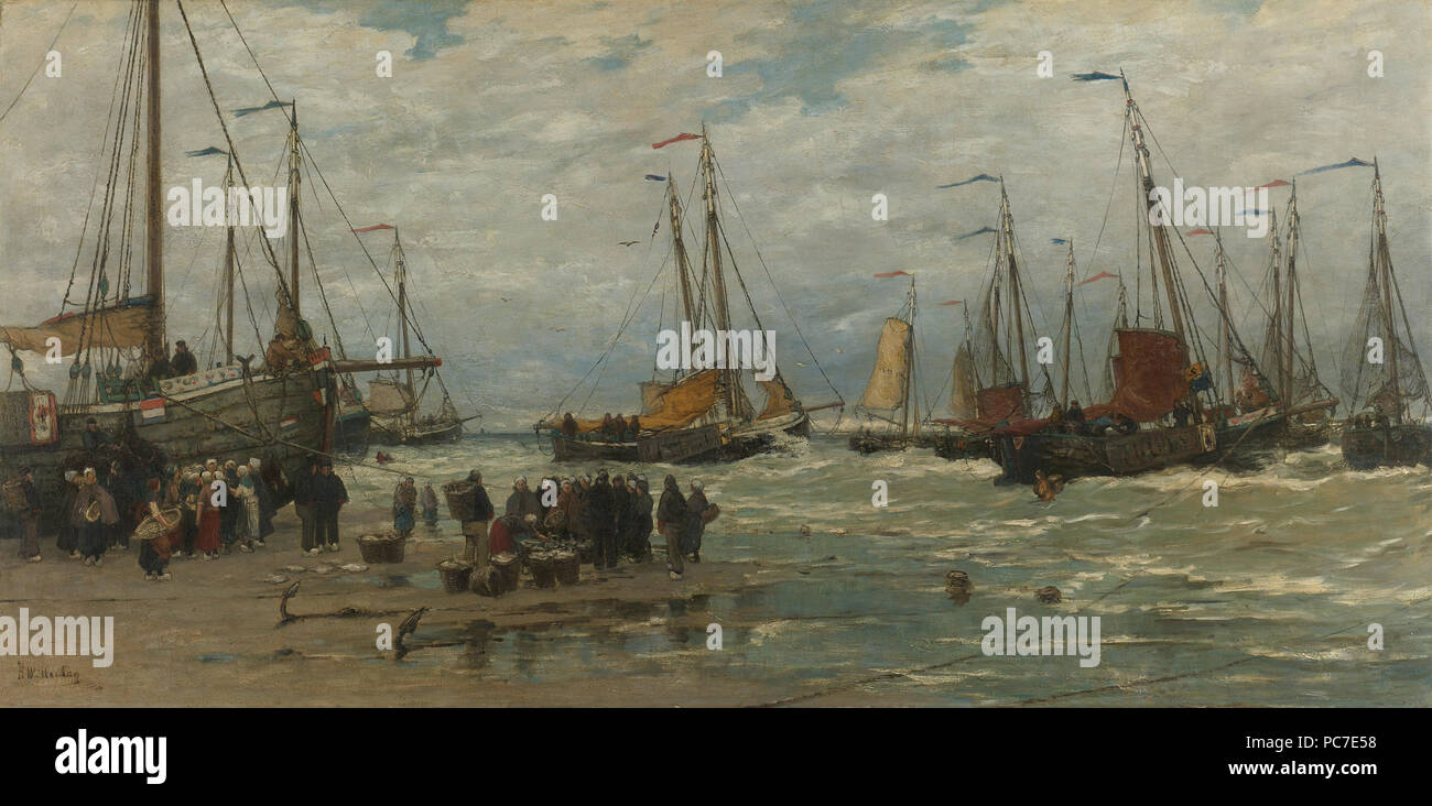 42 Hendrik Willem Mesdag - Pinken in de branding Stock Photo