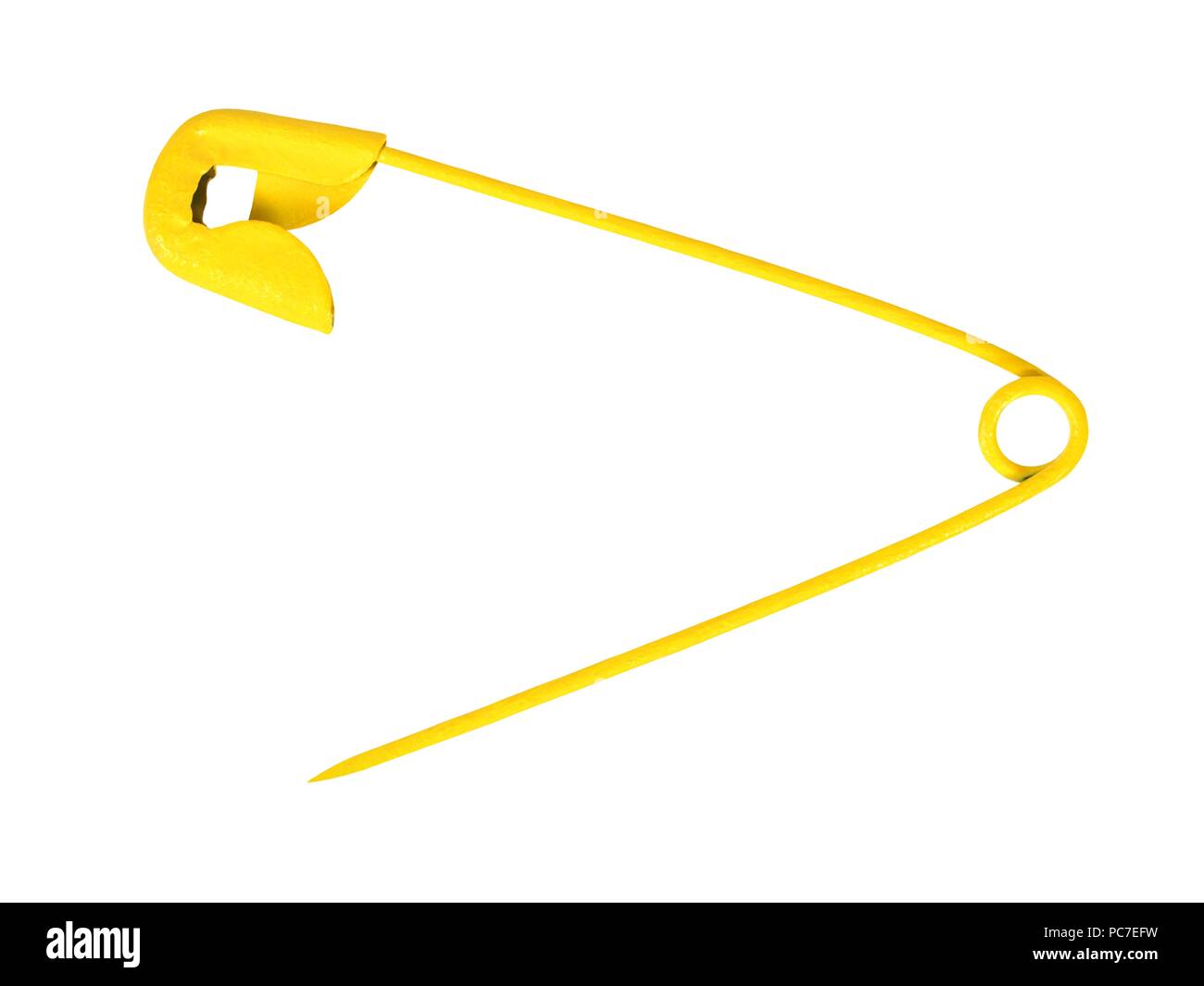 Open yellow safety pin isolated on white background Stock Photo Alamy