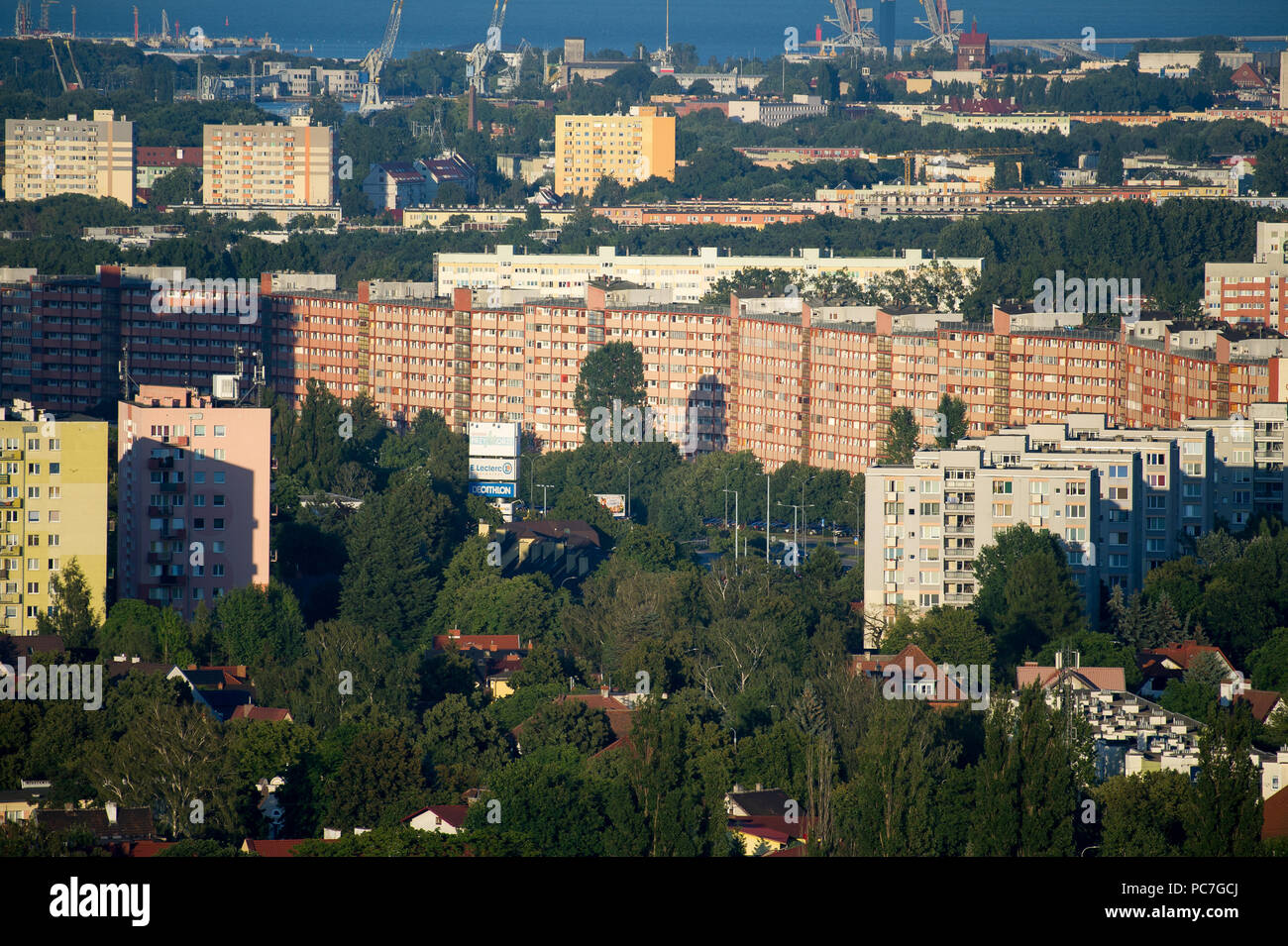 Communist era apartment wavy shape building falowiec in Gdansk