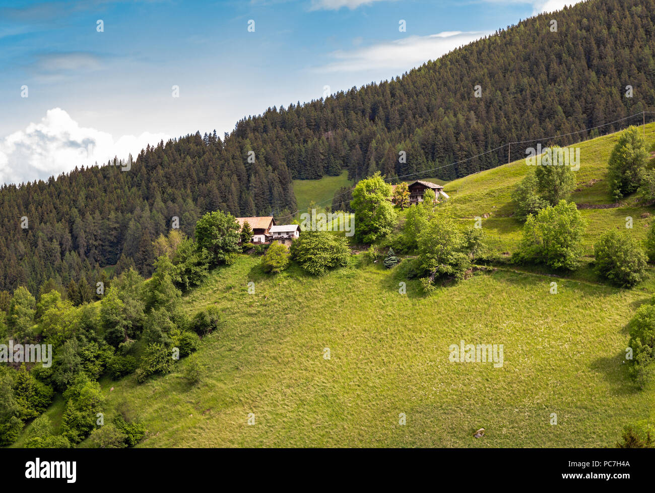 Mountain farm on the Taser mountain trail above Schenna near Meran, South Tyrol Stock Photo