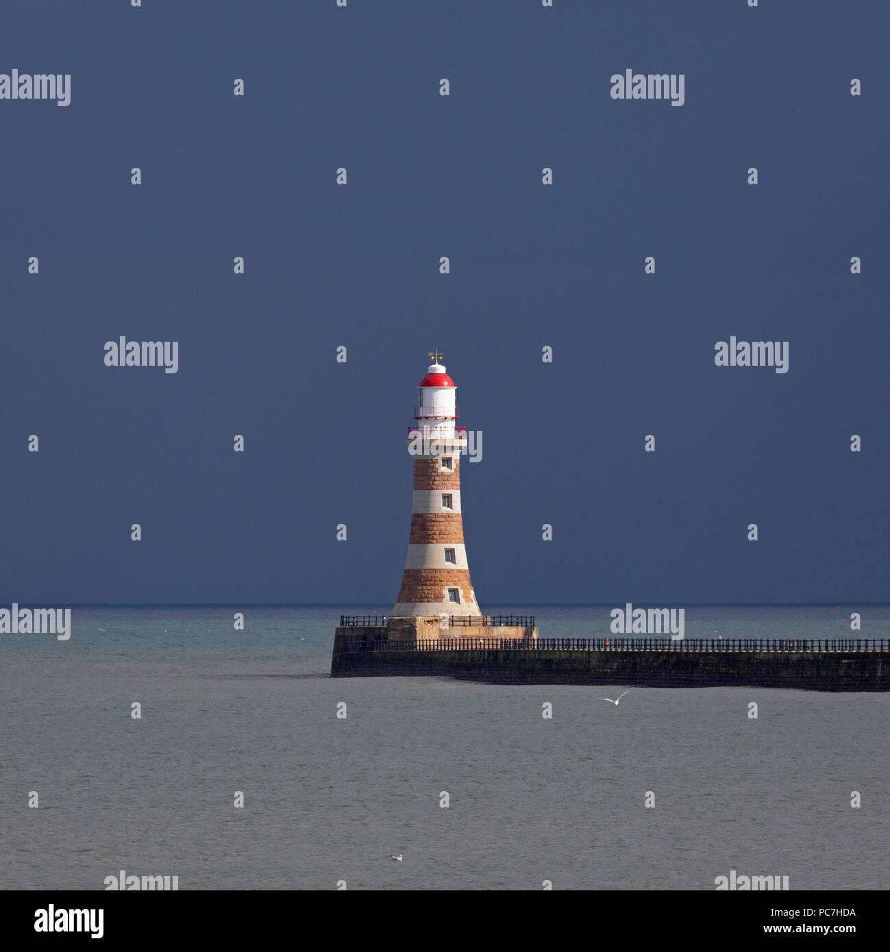Roker Pier just into the North Sea, at the mouth of the River Wear, in