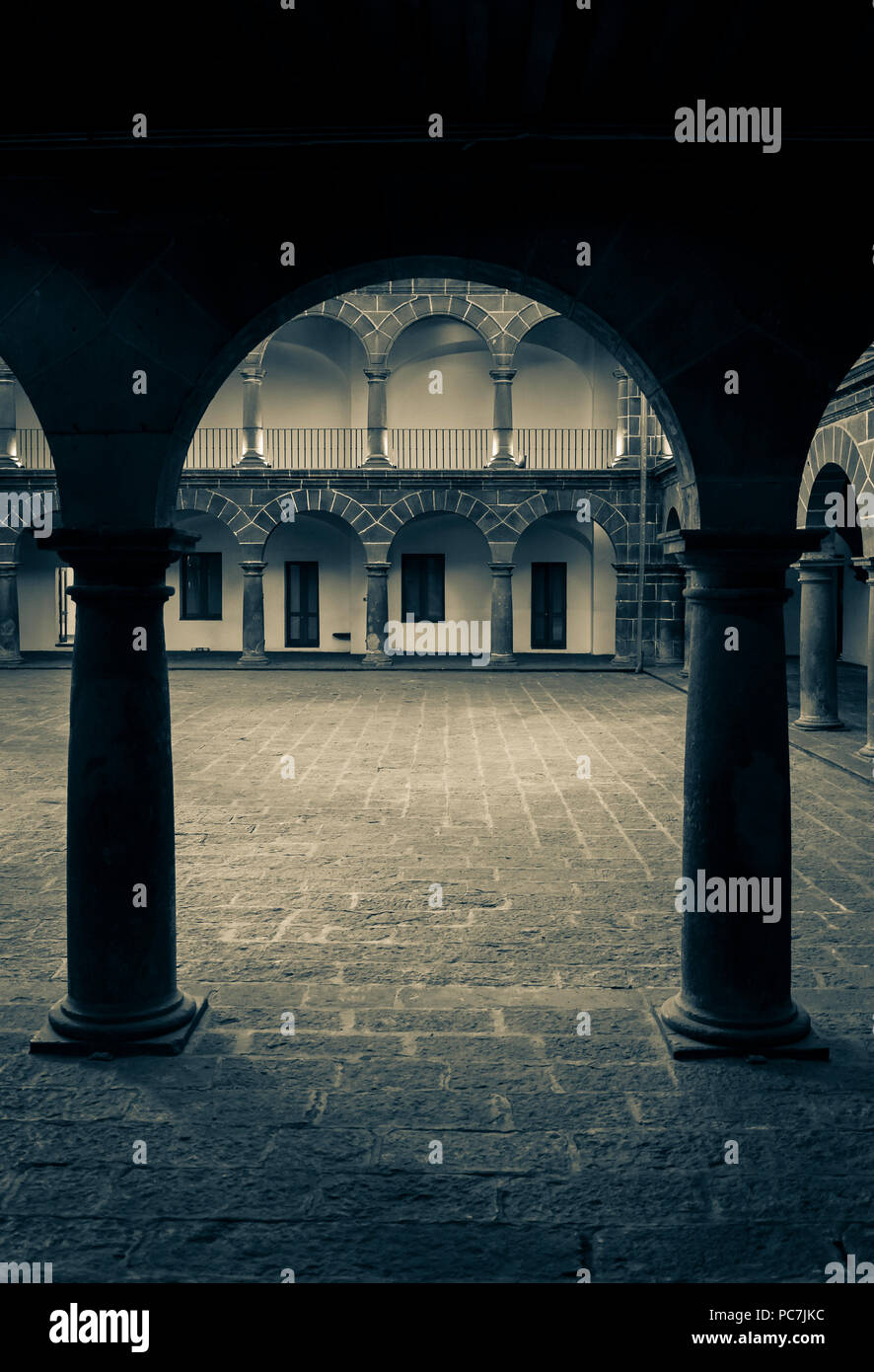 Cloister of San Pedro Art Museum, located in a former 16th-century hospital, Puebla, Mexico Stock Photo