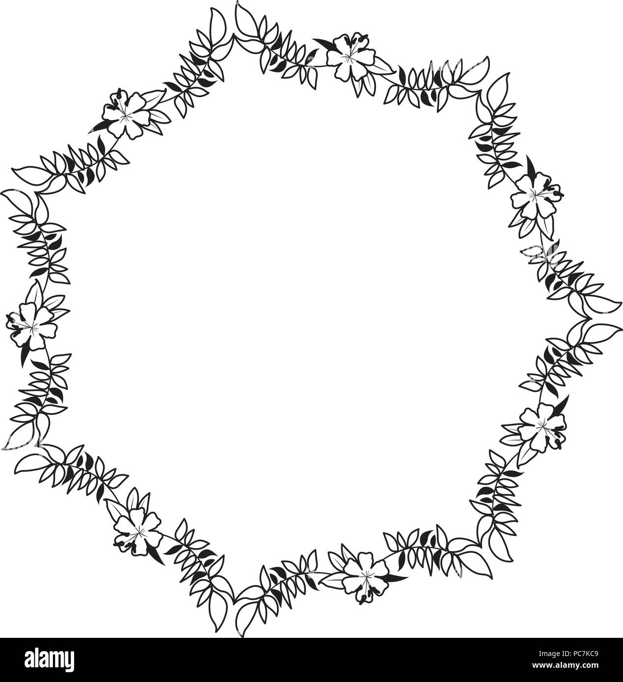 beautiful flower and leafs frame Stock Vector Image & Art - Alamy