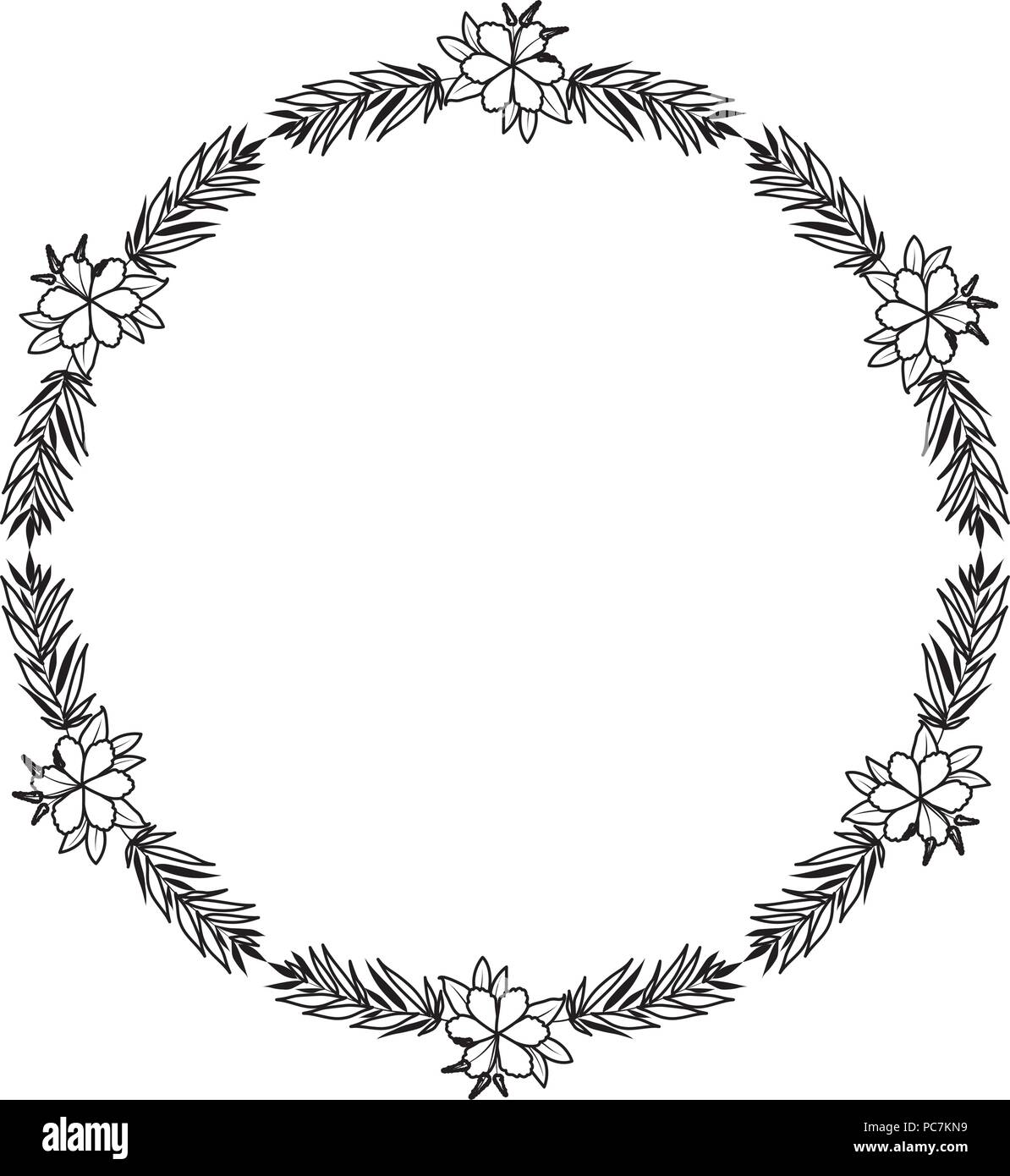 beautiful flower and leafs circular frame Stock Vector Image & Art - Alamy