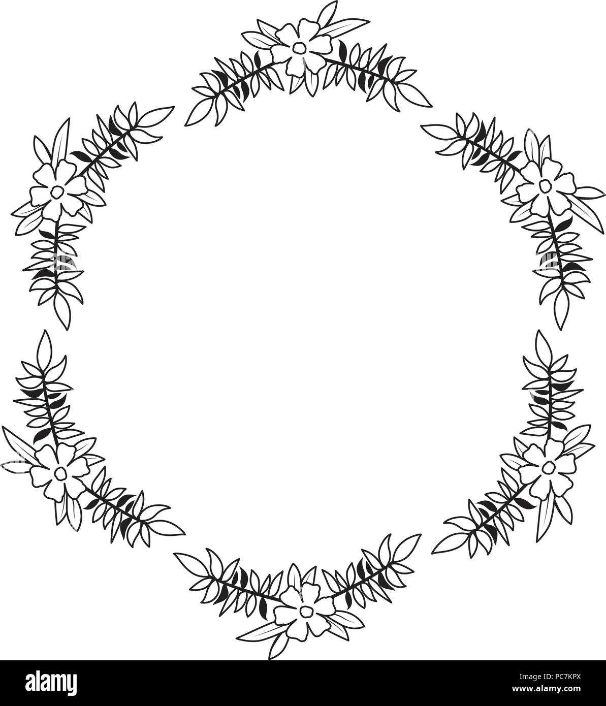 beautiful flower and leafs circular frame Stock Vector Image & Art - Alamy