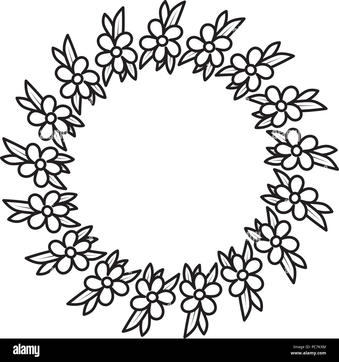 beautiful flower and leafs circular frame Stock Vector Image & Art - Alamy