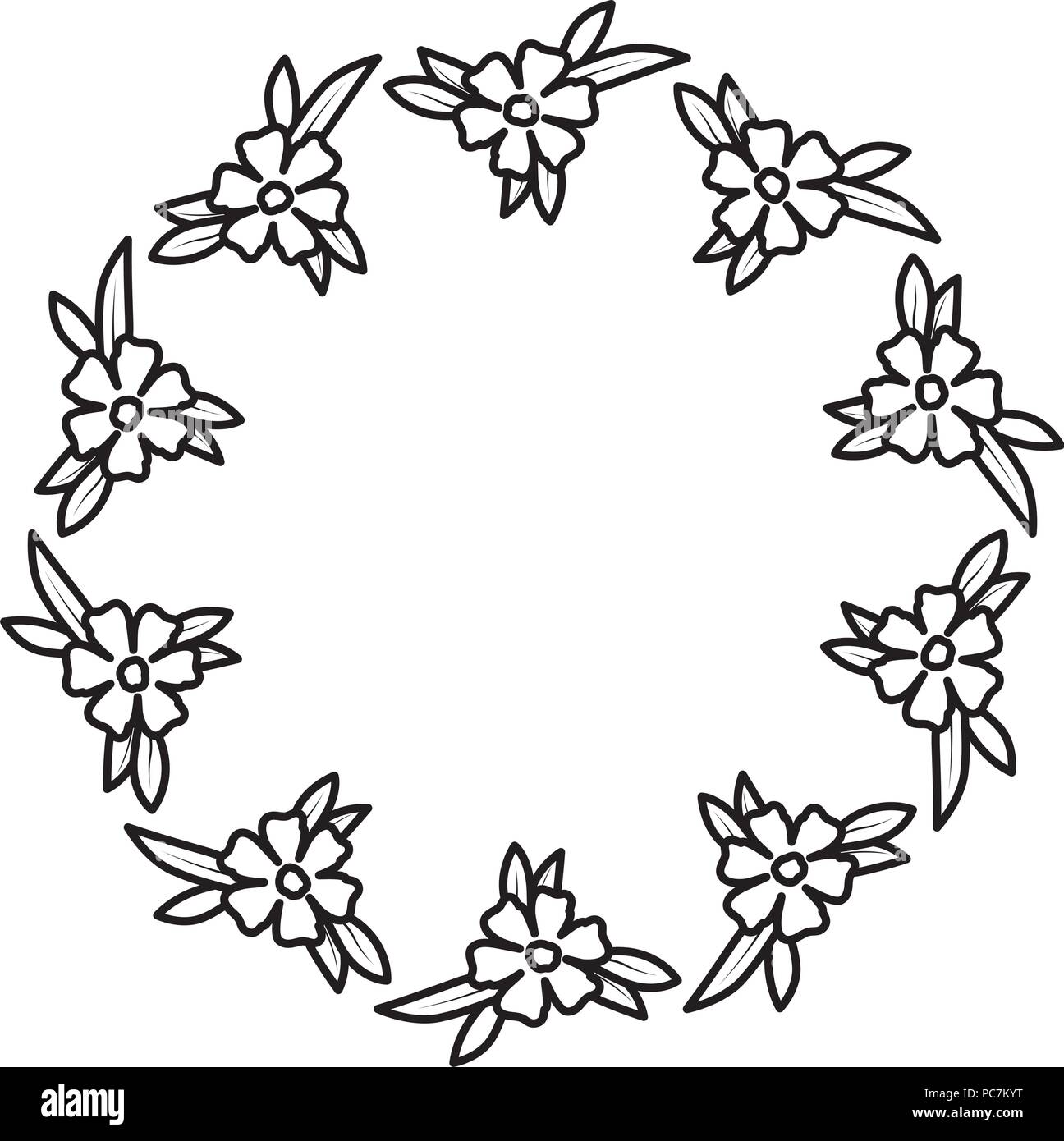 beautiful flower and leafs circular frame Stock Vector Image & Art - Alamy