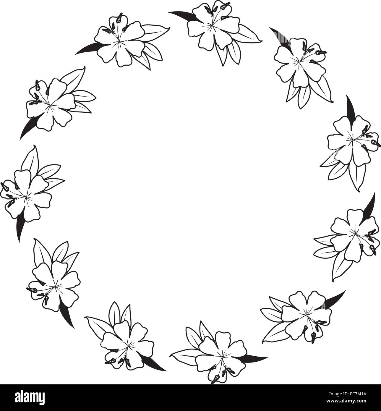 beautiful flower and leafs circular frame Stock Vector Image & Art - Alamy