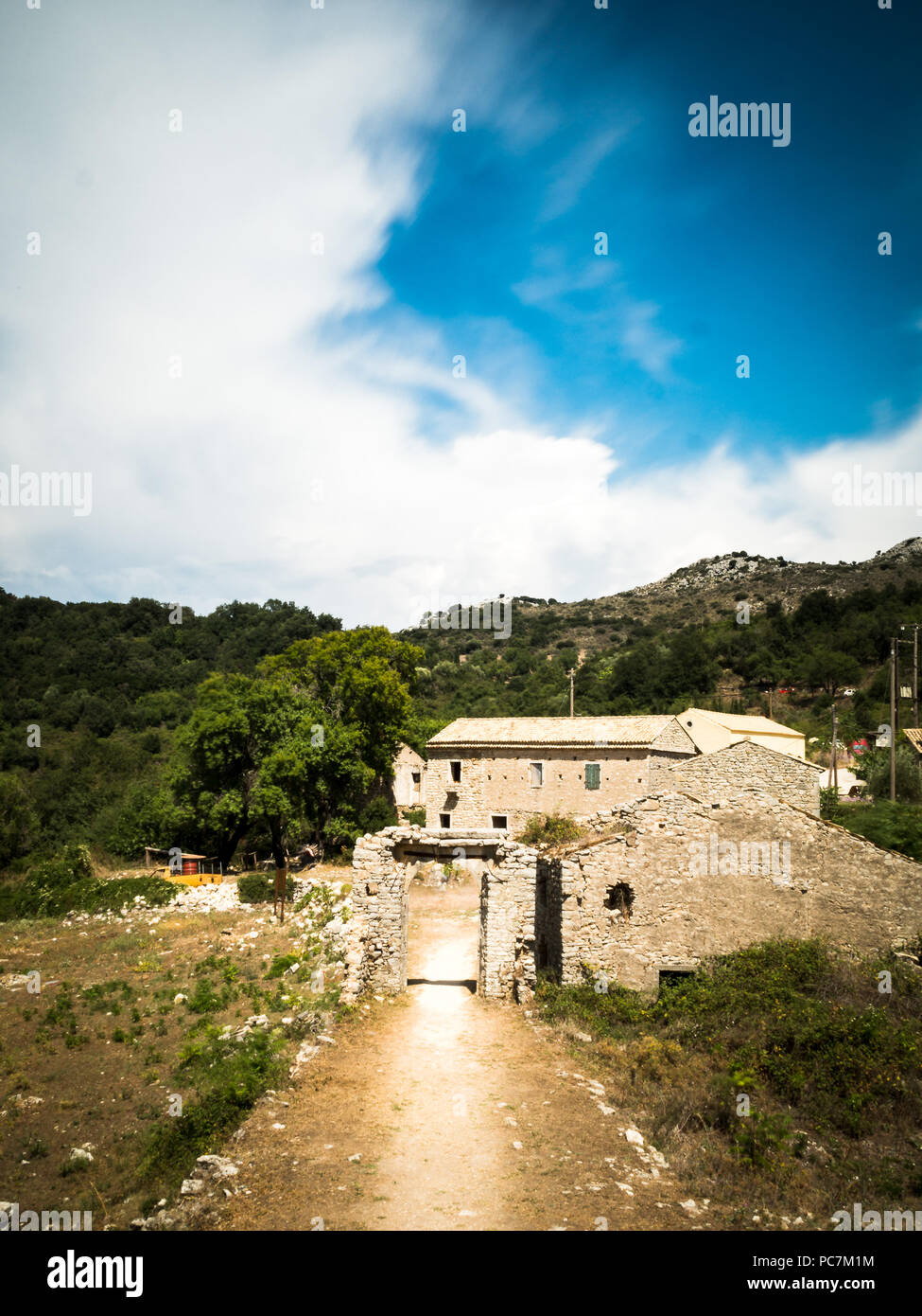 Old house in Perithia, Greece Stock Photo Alamy