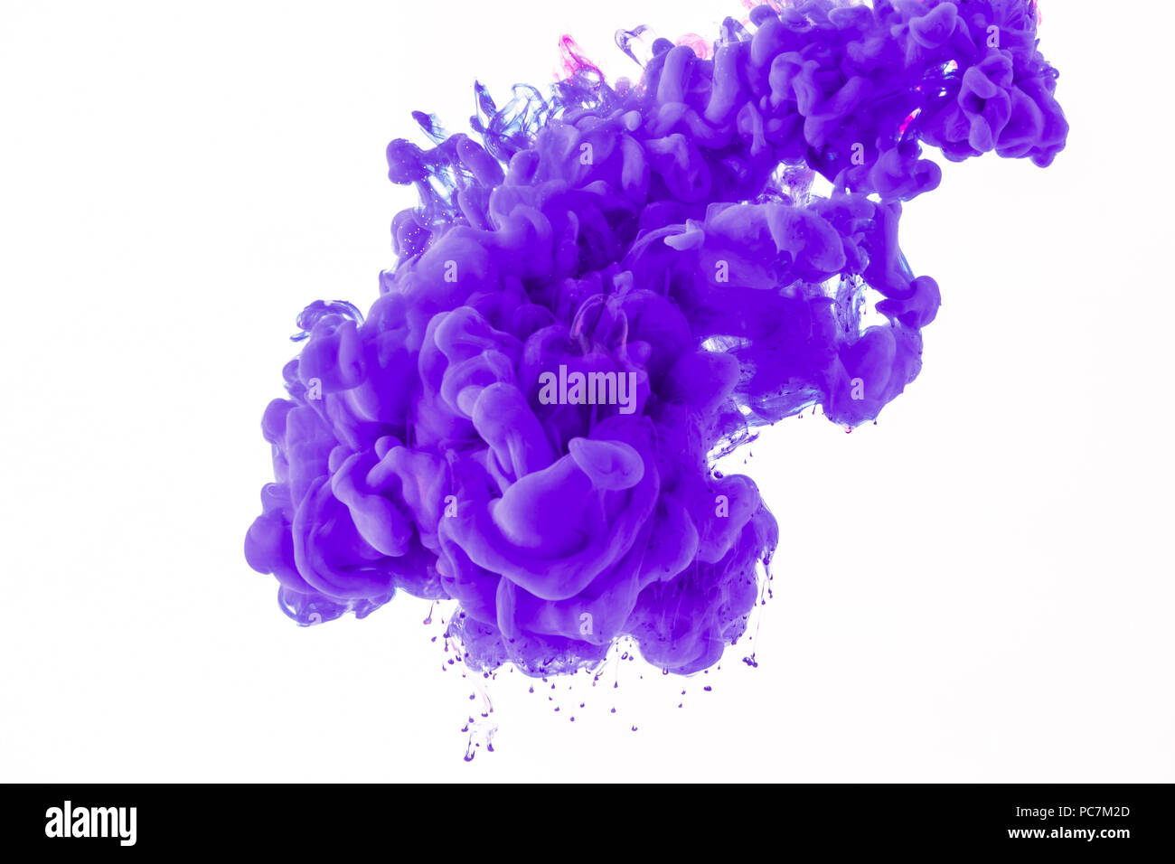 abstract splash with purple paint in water, isolated on white Stock ...