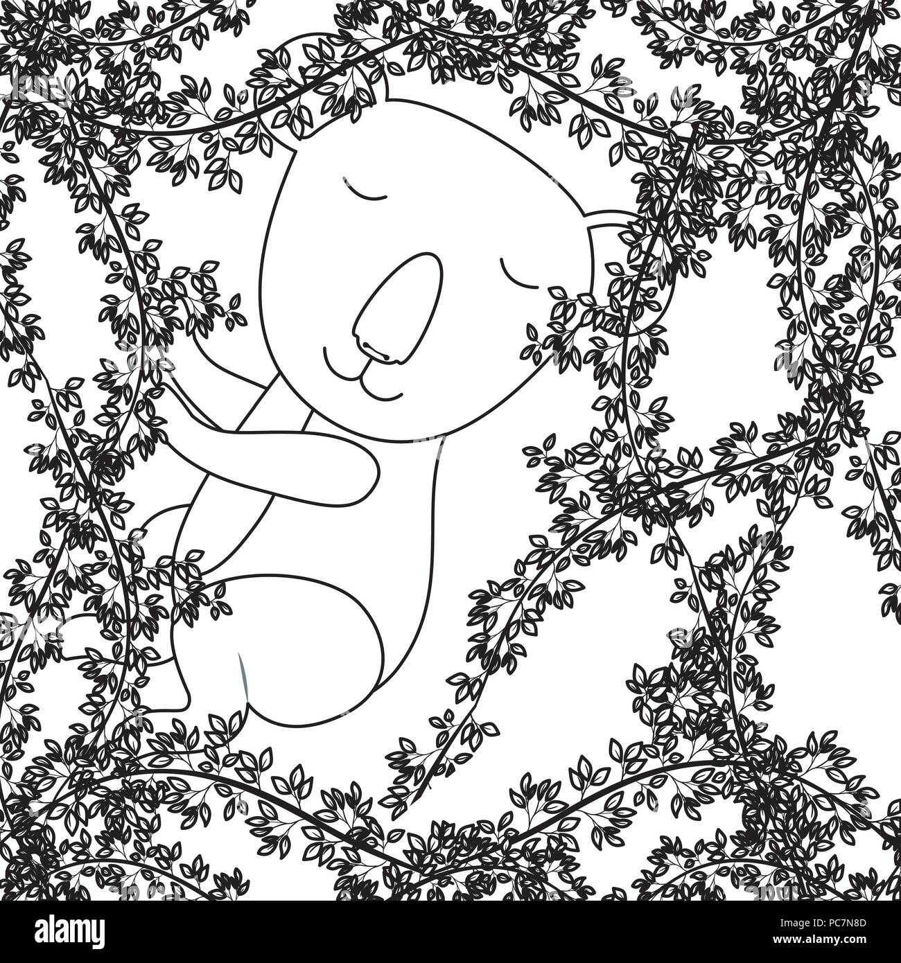 wild koala in the jungle scene Stock Vector Image & Art - Alamy