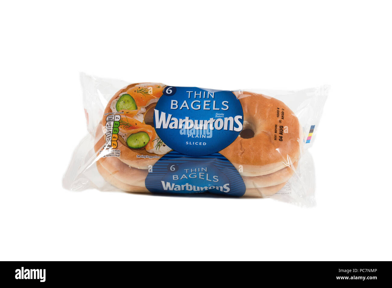Warburtons bagels on isolated white background Stock Photo