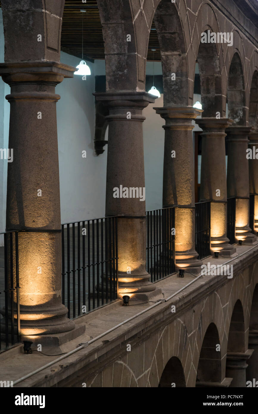 Cloister of San Pedro Art Museum, located in a former 16th-century hospital, Puebla, Mexico Stock Photo