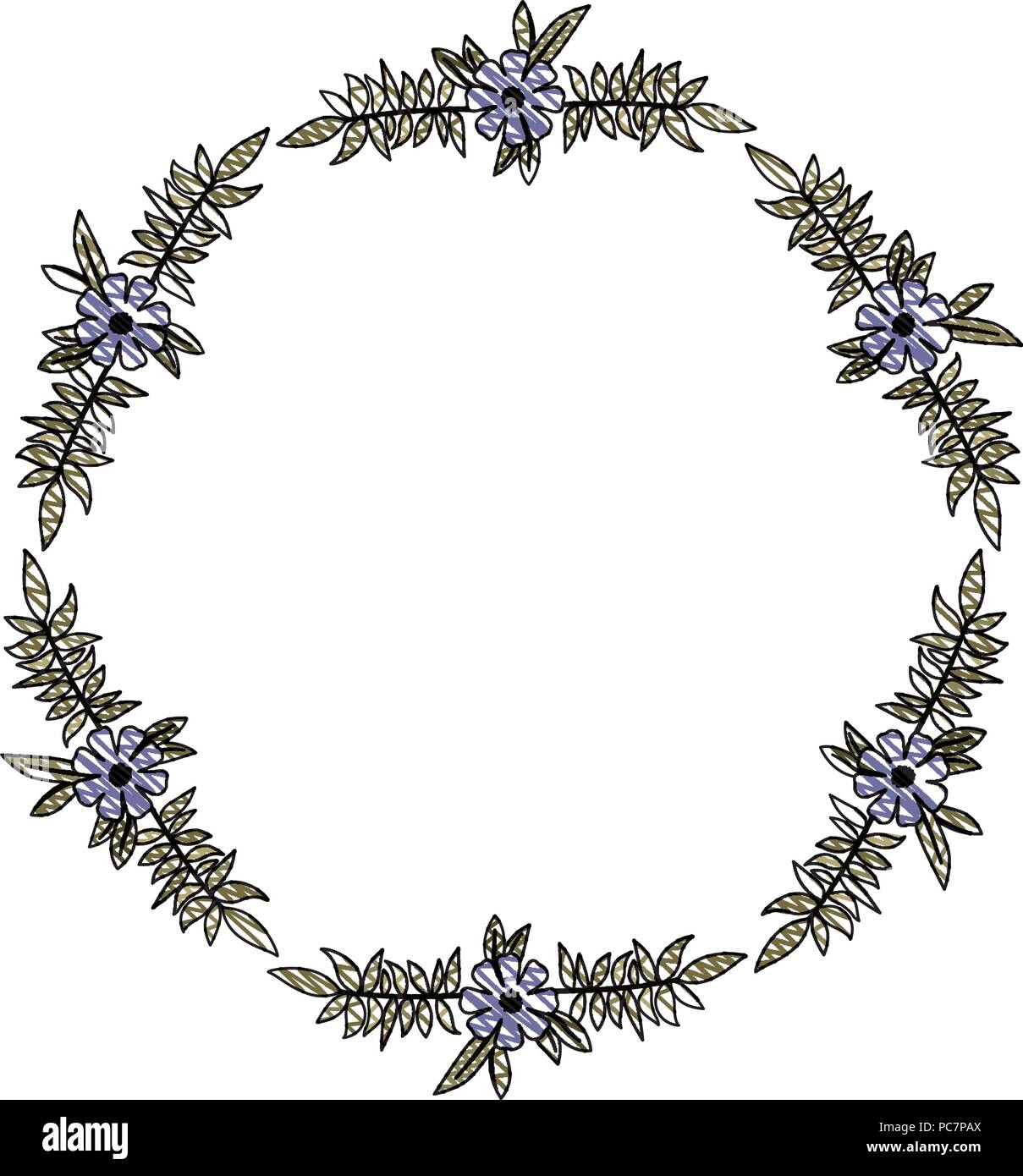 beautiful flower and leafs circular frame Stock Vector Image & Art - Alamy