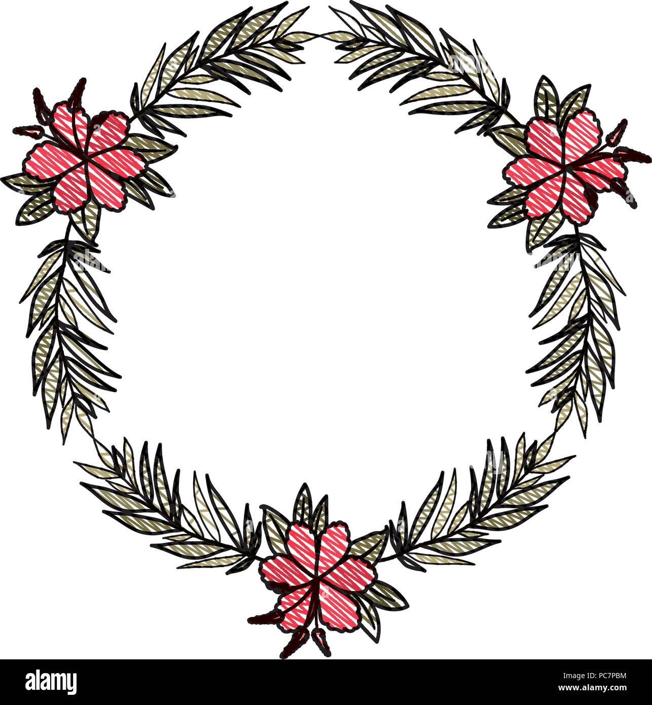 beautiful flower and leafs circular frame Stock Vector Image & Art - Alamy