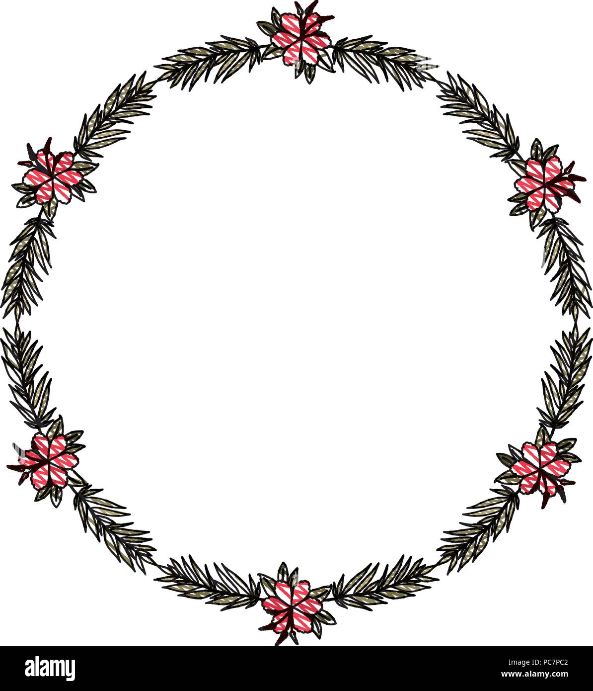 beautiful flower and leafs circular frame Stock Vector Image & Art - Alamy