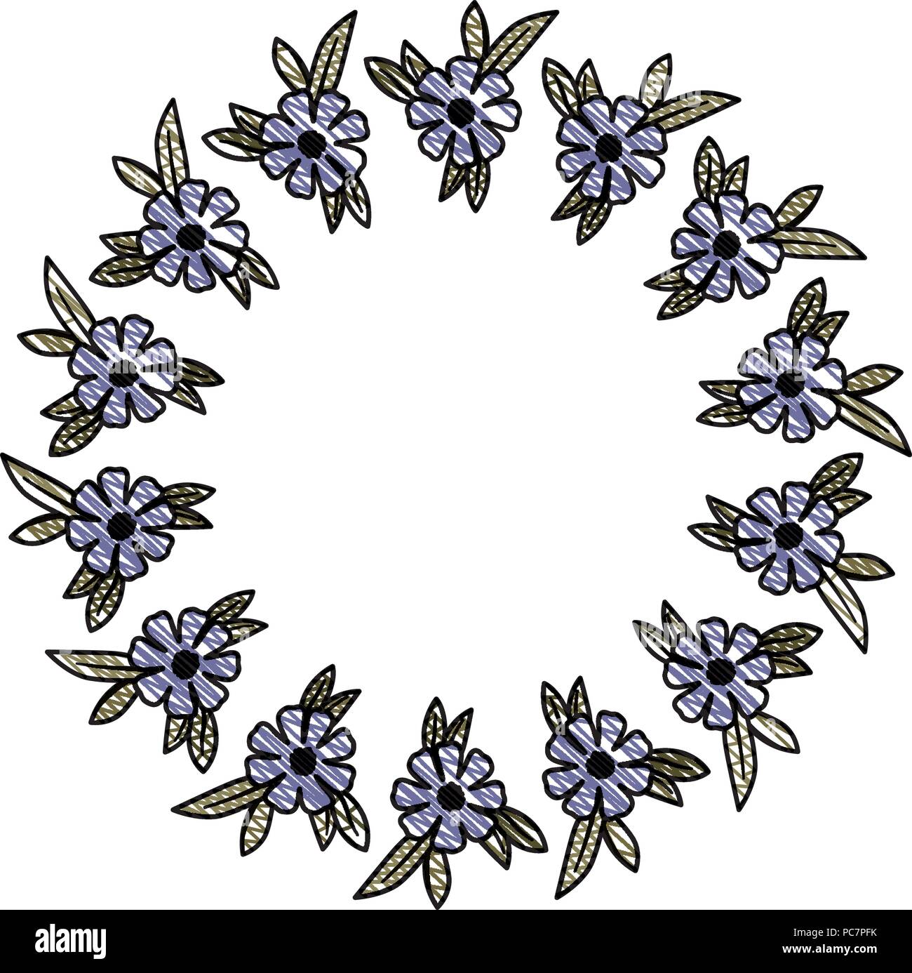 beautiful flower and leafs circular frame Stock Vector Image & Art - Alamy