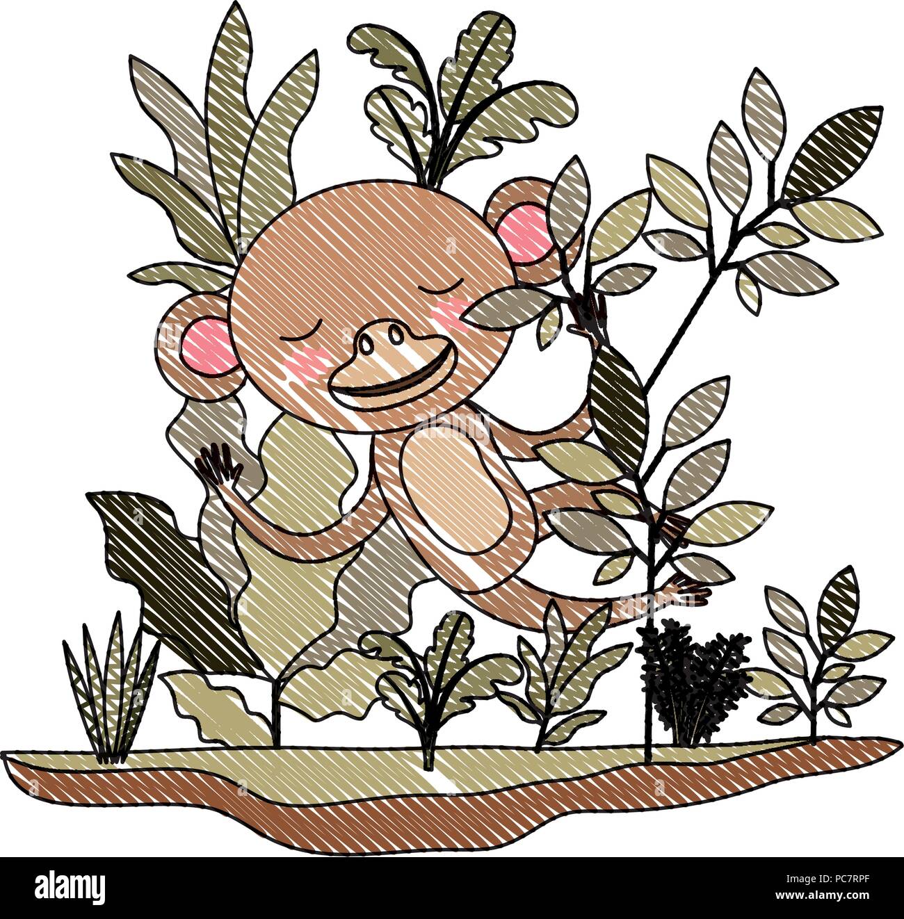 wild monkey in the jungle scene Stock Vector Image & Art - Alamy