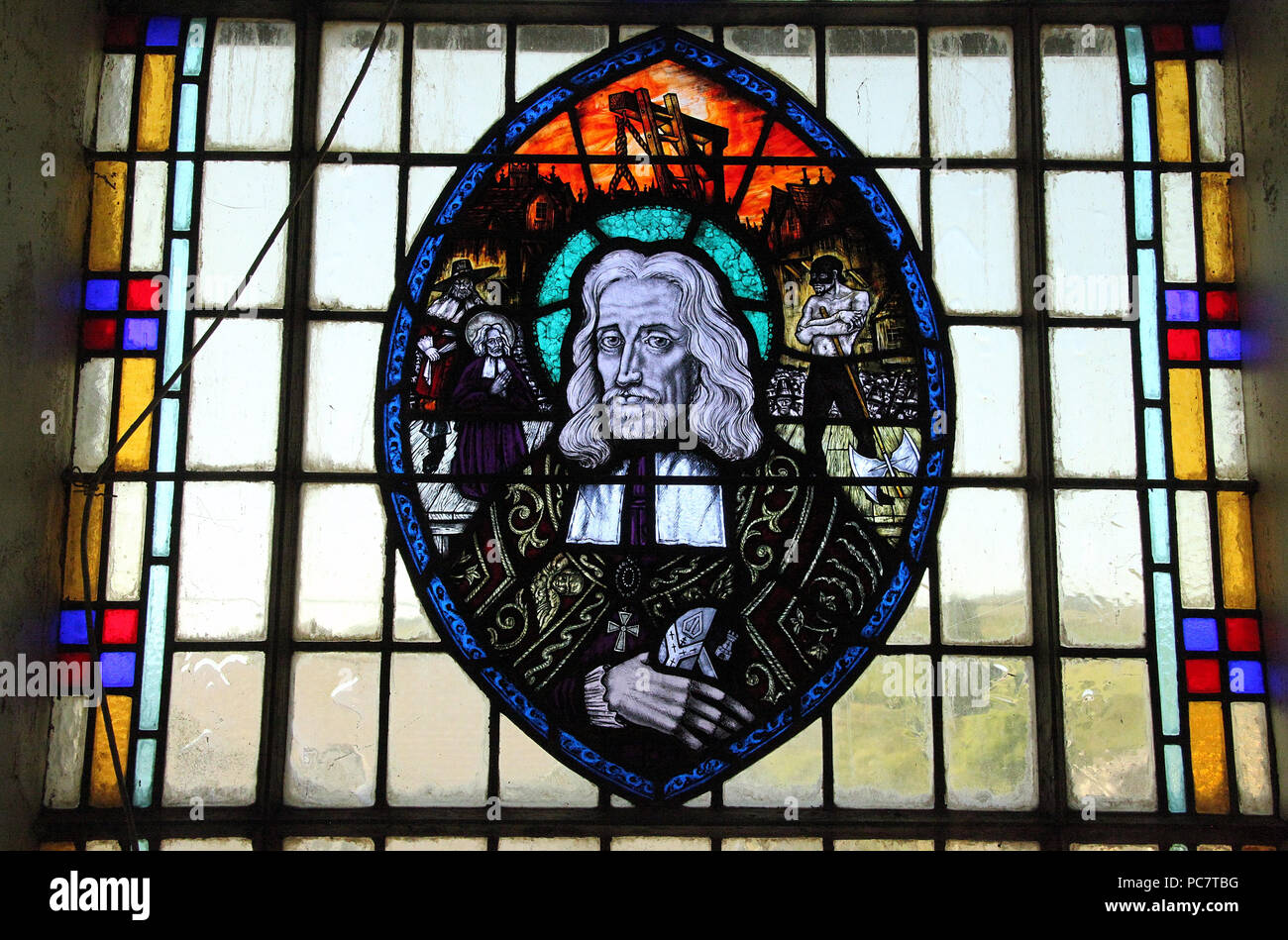 Stained glass windows at the Church of Saint Finbarr and All Angels in Inchigeelagh Stock Photo