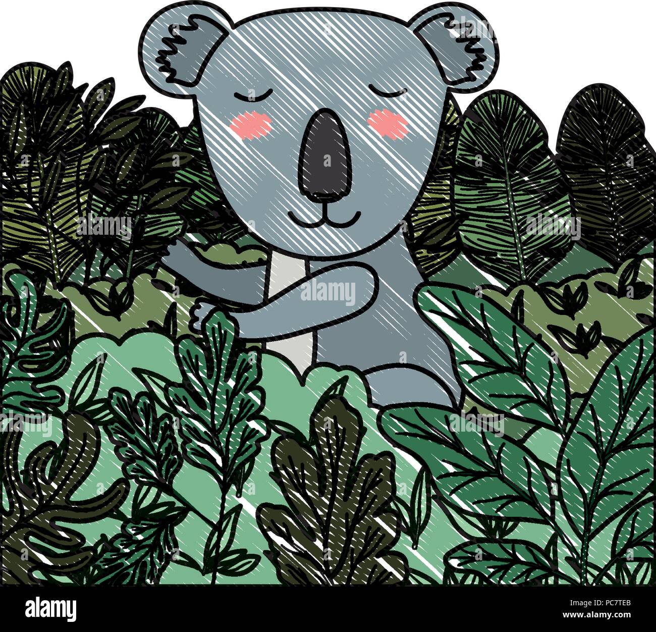 wild koala in the jungle scene Stock Vector Image & Art - Alamy