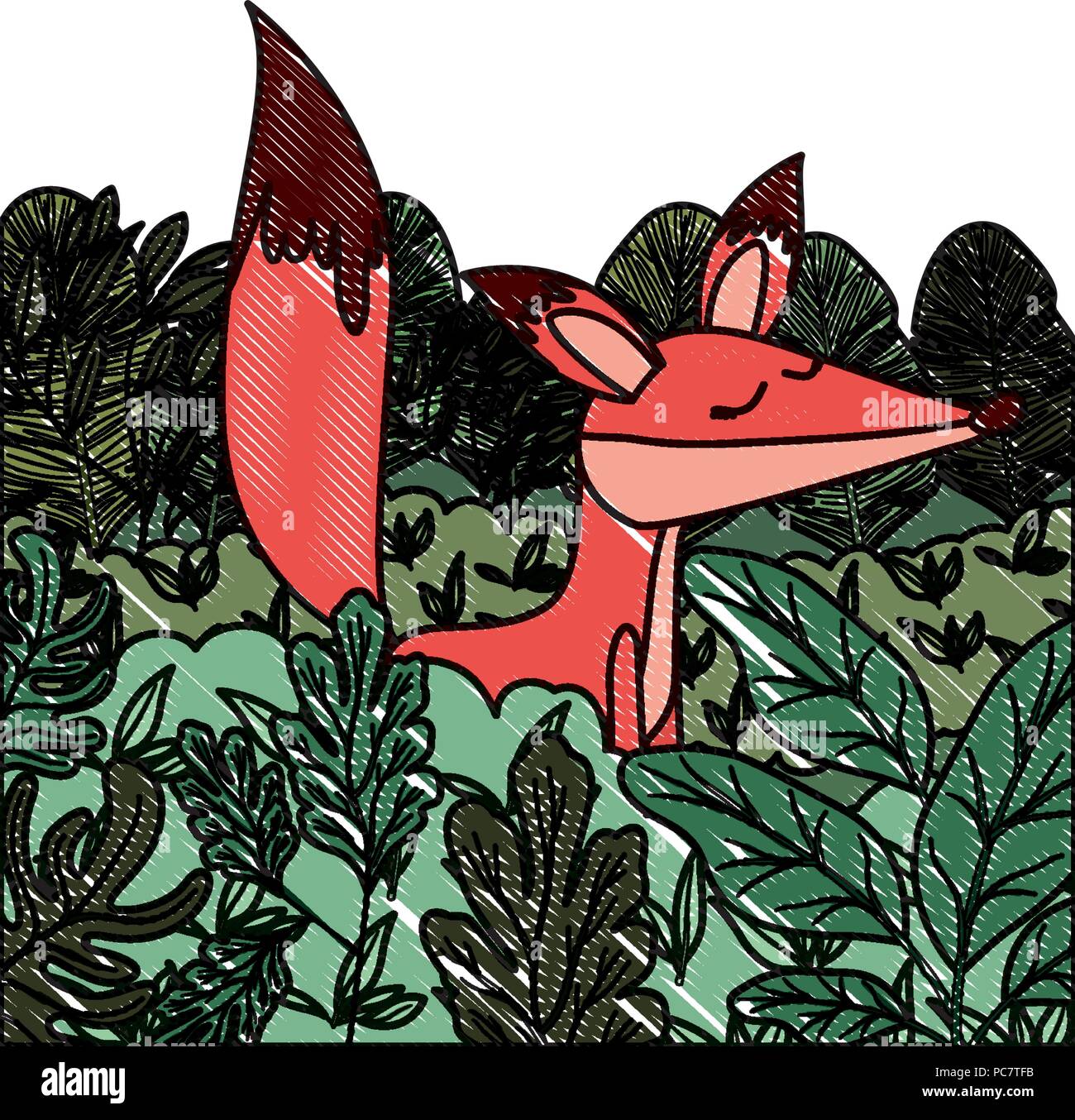 wild fox in the jungle scene Stock Vector Image & Art Alamy