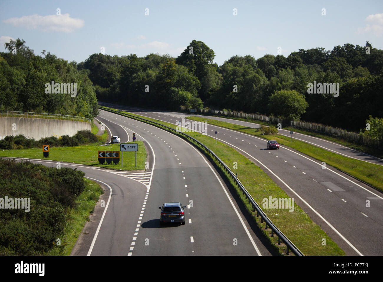 Light traffic on the A3 dual carriageway in Hampshire, England Stock Photo