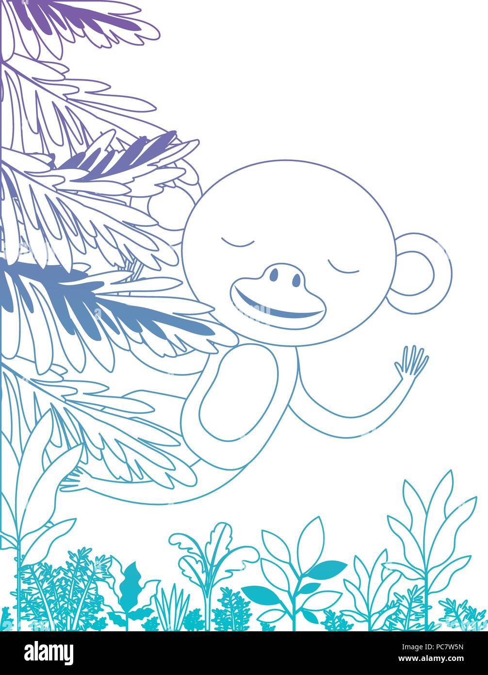 wild monkey in the jungle scene Stock Vector Image & Art - Alamy