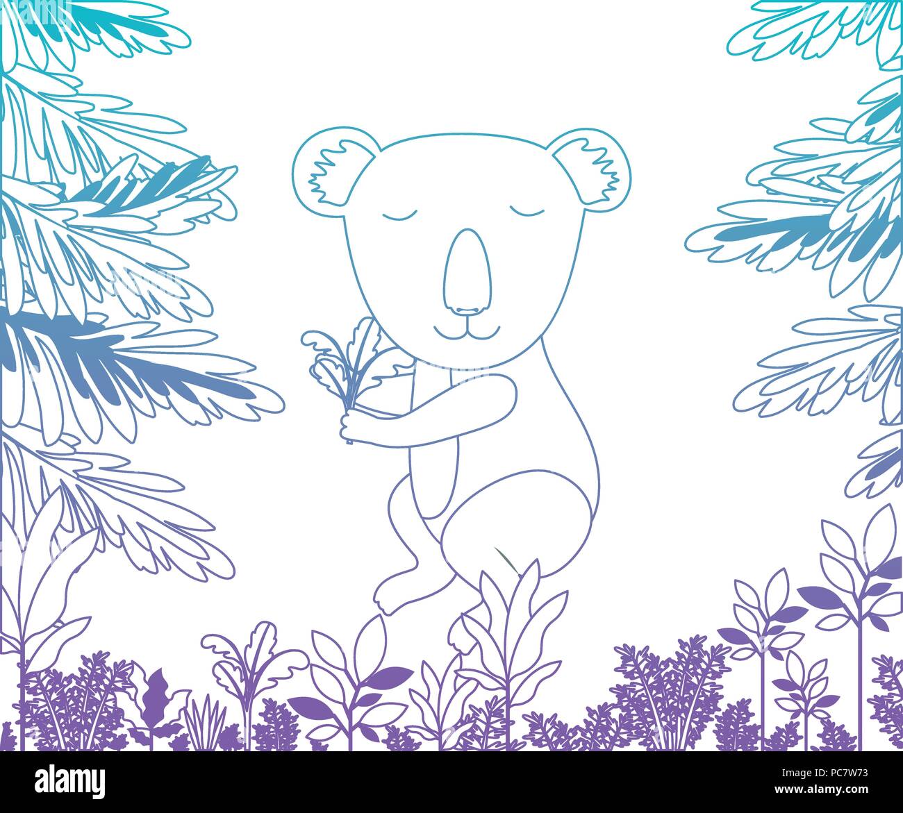wild koala in the jungle scene Stock Vector Image & Art - Alamy