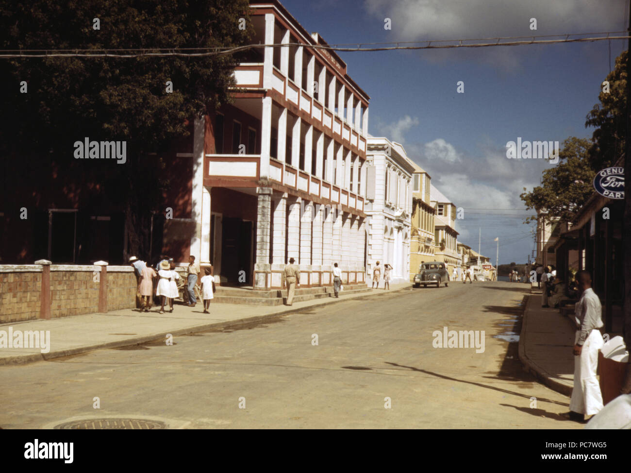 Street in Christiansted, St. Croix, Virgin Islands December 1941 Stock