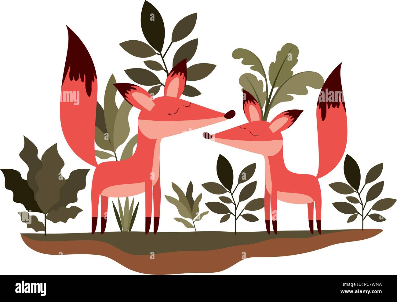 wild foxes couple in the jungle Stock Vector Image & Art Alamy