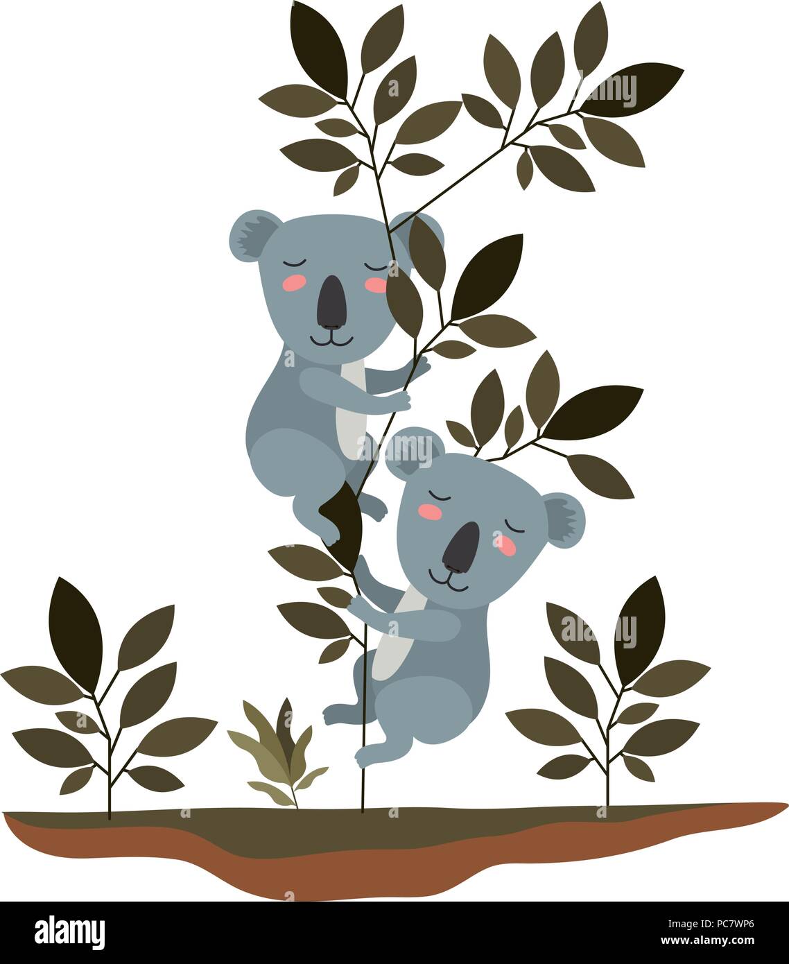 wild koalas couple in the jungle Stock Vector Image & Art - Alamy