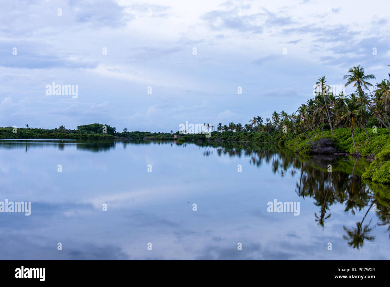 Amazing view from the lake side. This photo is taken from Addu City of Maldives Stock Photo