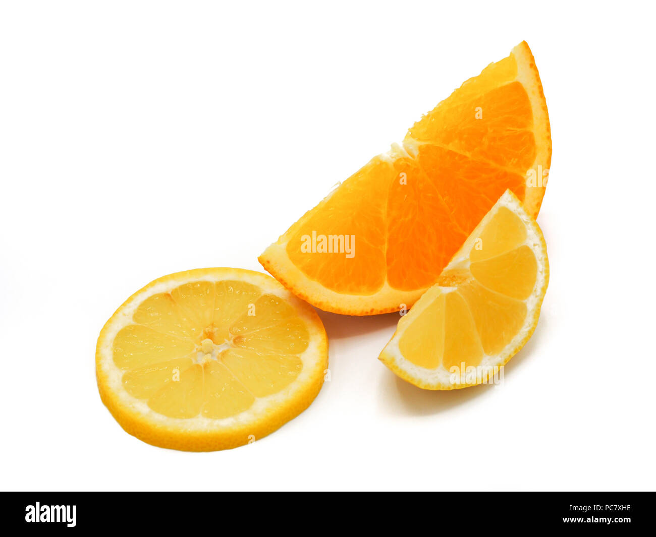 Fresh orange and lemon slice on white background Stock Photo Alamy