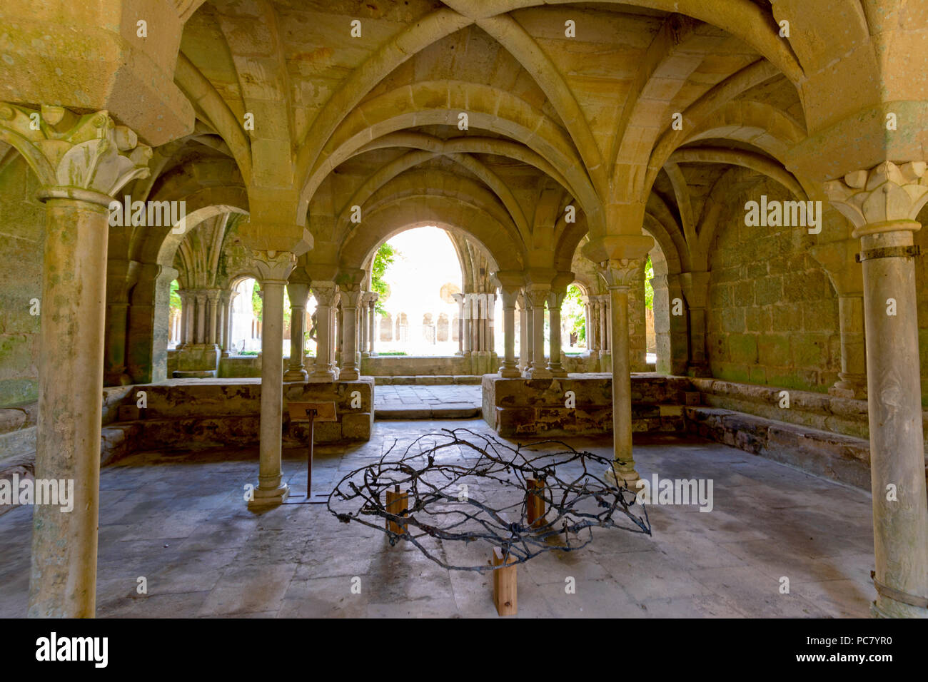 Chapter house of Abbaye Sainte-Marie de Fontfroide or Fontfroide Abbey near Narbonne, Aude department, Occitanie, France, West Europe Stock Photo